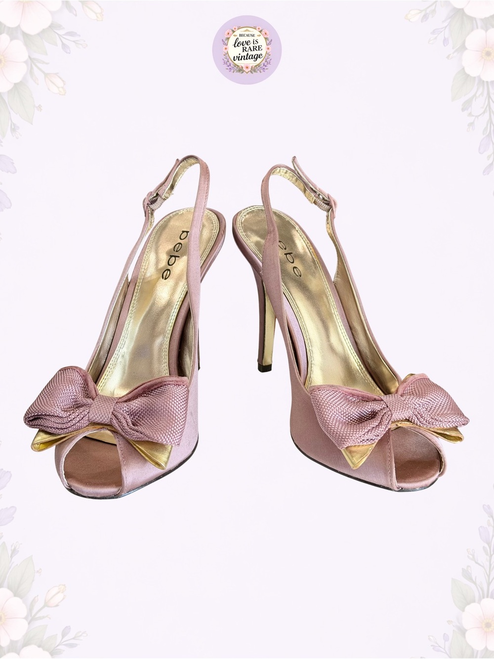 Y2K Bebe Pink Satin Bow Slingback Peep Toe Stilettos • Size 8.5
